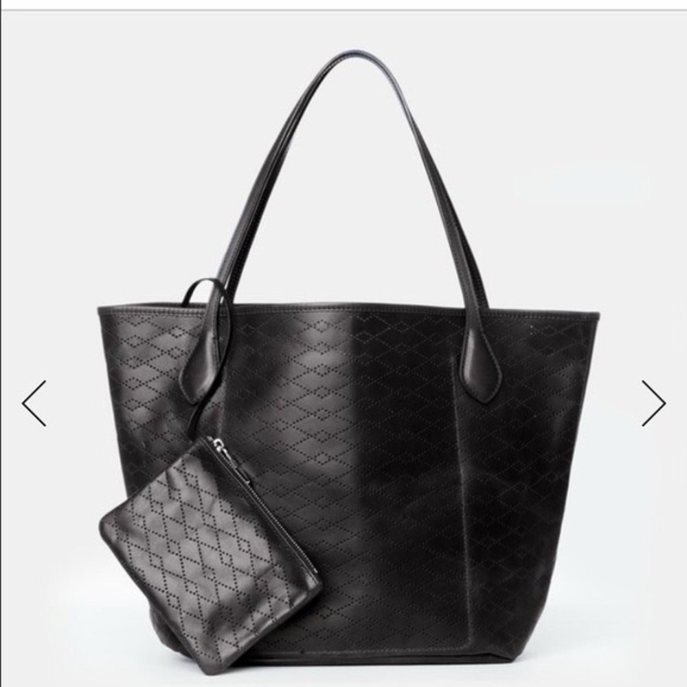 MZ Wallace Leather Quilted Black Tote